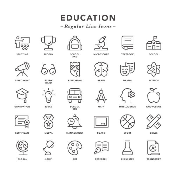 Education - Regular Line Icons - Vector EPS 10 File, Pixel Perfect 30 Icons.