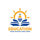 Education symbol design template, pencil and book icon stylized, perfect or educational industry