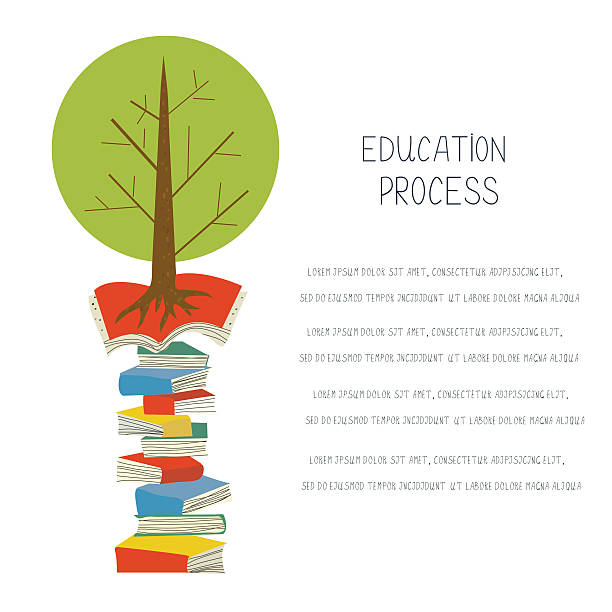 Educational concept with books and tree, design for the blank vector art illustration