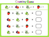 istock Educational illustrations by matching words for young children. Learn words to match pictures. as shown in the Fruit category 1352673292