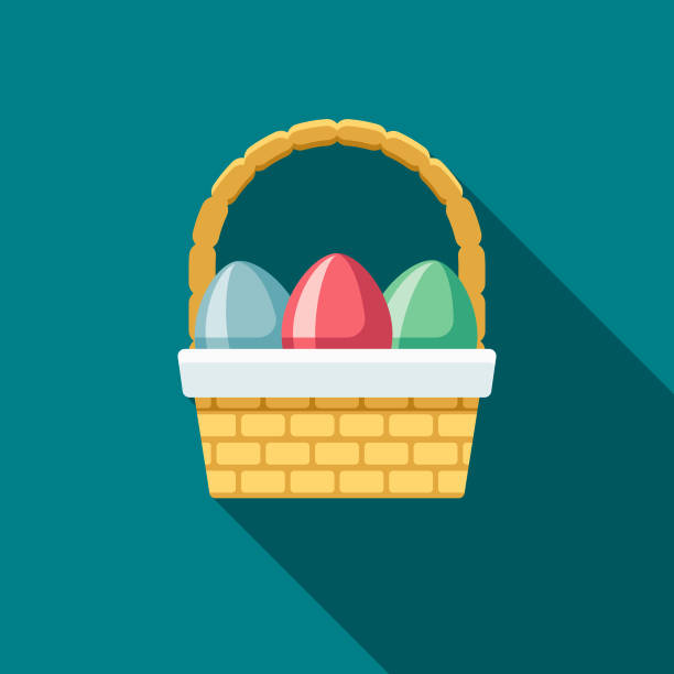 Egg Basket Flat Design Easter Icon with Side Shadow  easter sunday stock illustrations