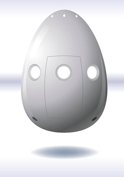 Egg from outer space Eggs from outer space in the form of a manned capsule spaceport stock illustrations