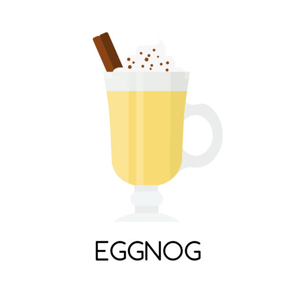Eggnog in flat style. Holiday and Christmas. Color icon. Vector ghoghol moghol  eggnog stock illustrations