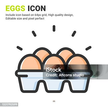 istock Eggs icon vector with outline color style isolated on white background. Vector illustration egg box sign symbol icon concept for digital farming, ui, ux, business, agriculture, apps and all project 1331792599