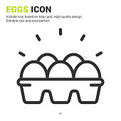 istock Eggs icon vector with outline style isolated on white background. Vector illustration egg box sign symbol icon concept for digital farming, ui, ux, logo, business, agriculture, apps and all project 1330671861