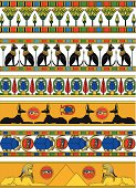 Egyptian horizontal banners with papyruses, Bastet, scarabs, Anubis and sphinxes.
