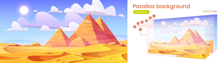 Egypt pyramids parallax background 2d landscape