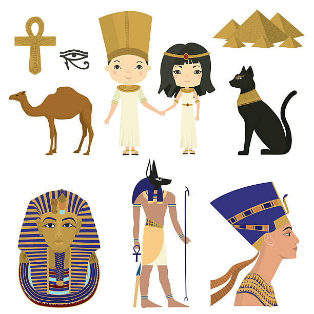 Egypt Symbols of Egyptian culture. Egypt. Vector set king tut stock illustrations