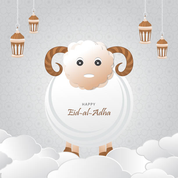 Eid al Adha wishes Banner with animal for social media eid al adha bakrid muslim festival banner for social media post square design eid al adha stock illustrations