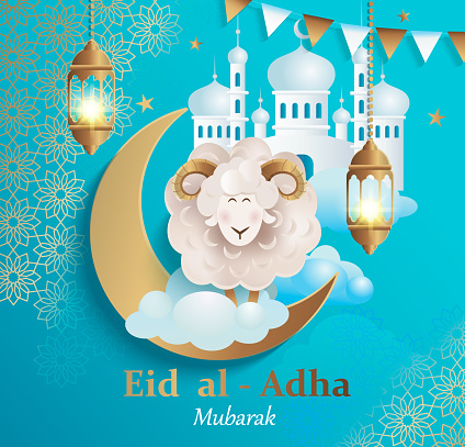 Eid al-Adha Banner. Happy Mubarak. Vector.