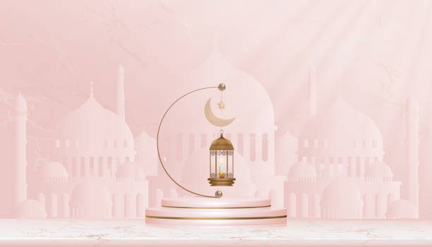 Eid Mubarak card,Traditional islamic lantern, candles and crescent moon hanging on podium with Mosque background,Vector of Religions of Muslim Symbolic for Ramadan Kareem, Aid el fitre, Eid al adha Eid Mubarak card,Traditional islamic lantern, candles and crescent moon hanging on podium with Mosque background,Vector of Religions of Muslim Symbolic for Ramadan Kareem, Aid el fitre, Eid al adha eid al adha stock illustrations