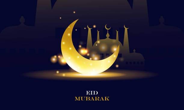 eid mubarak,Beautiful moon and lanterns design for ramadan kareem stock illustration vector art illustration