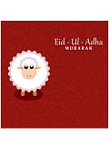 Muslim community festival of sacrifice Eid-Ul-Adha mubarak greeting card with sheep