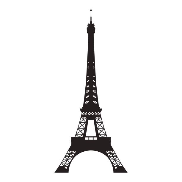 Eiffel tower, vector isolated silhouette  eiffel tower stock illustrations