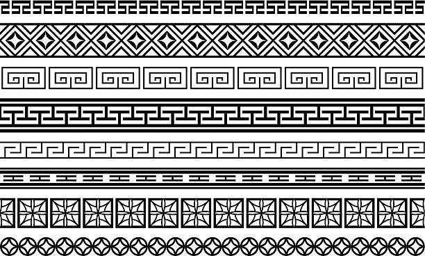 Eight Asian style borders Vector Illustration - Eight Asian style borders pattern borders stock illustrations