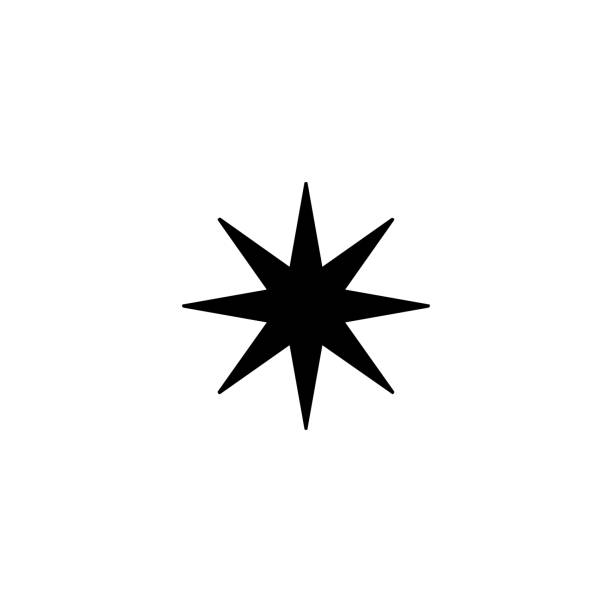 Eight point star vector icon. Isolated star shape Eight point star vector icon. Isolated star shape spiked stock illustrations