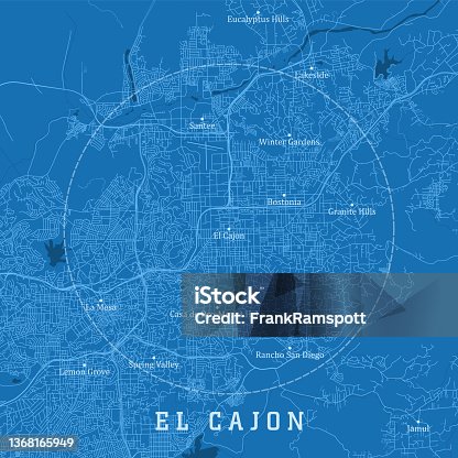 istock El Cajon CA City Vector Road Map Blue Text 1368165949