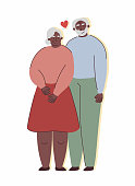 Elderly Couple Concept, Cartoon Style Vector Illustration