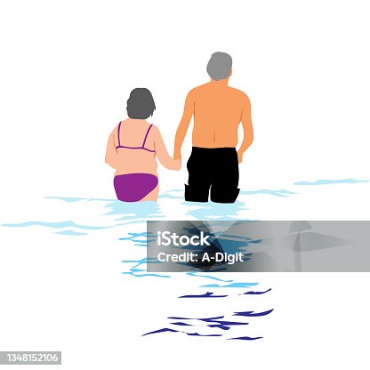 istock Elderly Couple Lake Swim Black 1348152106