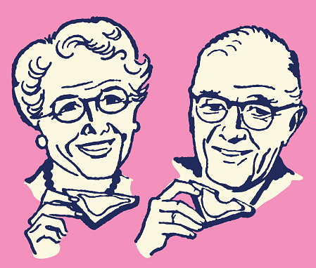 Elderly Man and Woman Eating Toast