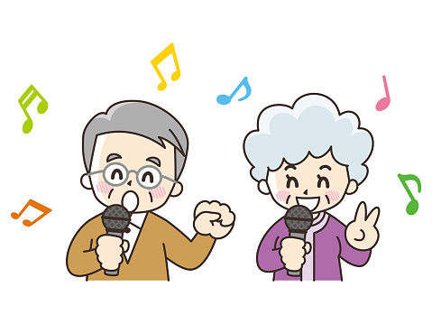 Elderly People Singing A Song Stock Illustration - Download Image Now -  iStock