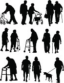 A large collection of elderly people in silhouette
