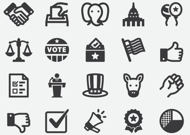 Election and Politics Silhouette Icons Election and Politics Silhouette Icons voting silhouettes stock illustrations