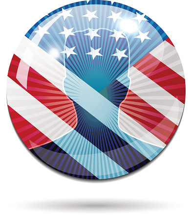 USA election candidate on glossy sphere with American flag