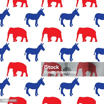 istock Election Donkey And Elephant Seamless Pattern 1288515001