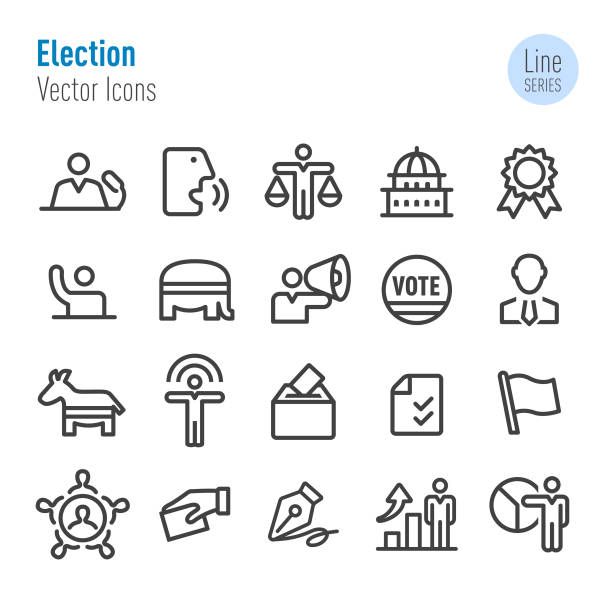 Election Icons - Vector Line Series Election, politics, voting clipart stock illustrations