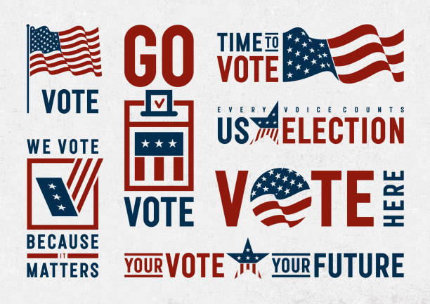 USA Election Motivation Typography Set A set of USA election motivation typography lettering. EPS10 vector illustration with transparency. voting designs stock illustrations