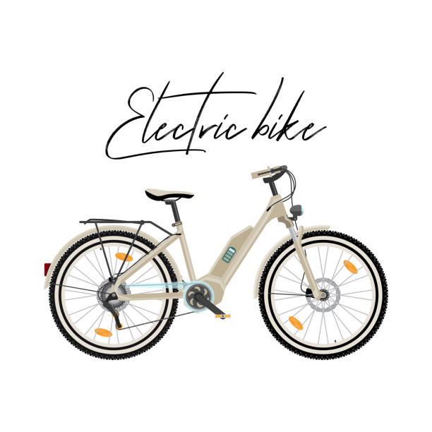 Electric bike vector illustration isolated on white background Electric city bike vector illustration isolated on white background electric bicycle stock illustrations