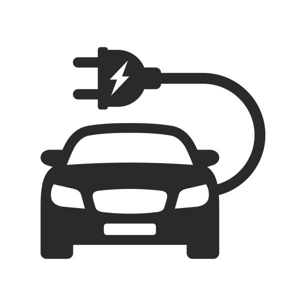 elektroauto-symbol. ev. elektrofahrzeug. ladestation. - electric car stock-grafiken, -clipart, -cartoons und -symbole