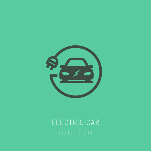 illustrazioni stock, clip art, cartoni animati e icone di tendenza di icona di auto elettrica - auto elettrica