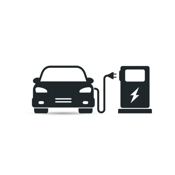 ilustrações de stock, clip art, desenhos animados e ícones de electric car in refill icon, vector. - car charger