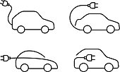 electric car concept sketch design element icon set