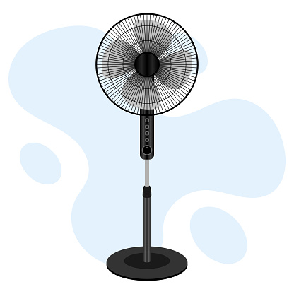 Electric Fan Stand Fan ventilation indoor devices temperature adjusting Illustration Vector