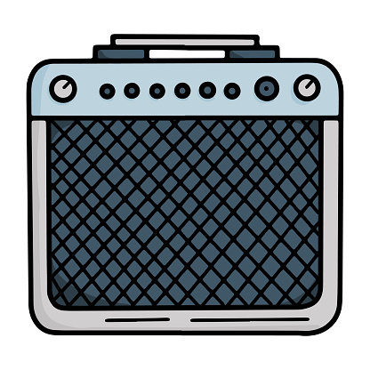 electric guitar amplifier combo doodle illustration