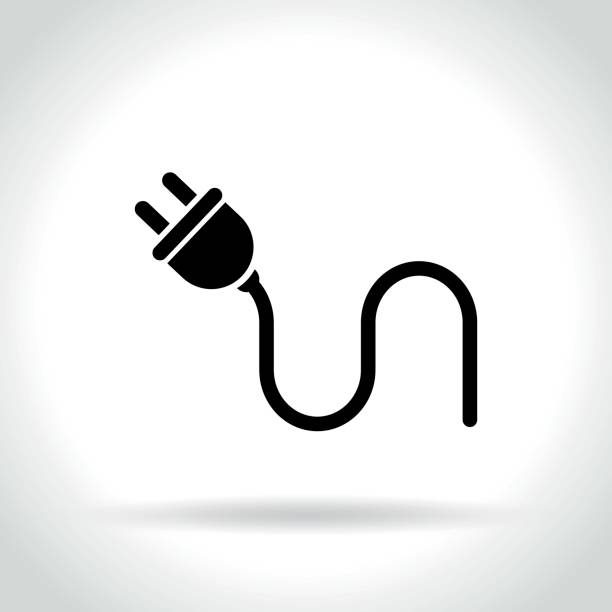 electric plug icon on white background Illustration of electric plug icon on white background power cable stock illustrations