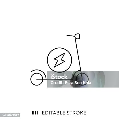 istock Electric Push Scooter Line Icon with Editable Stroke 1404421819