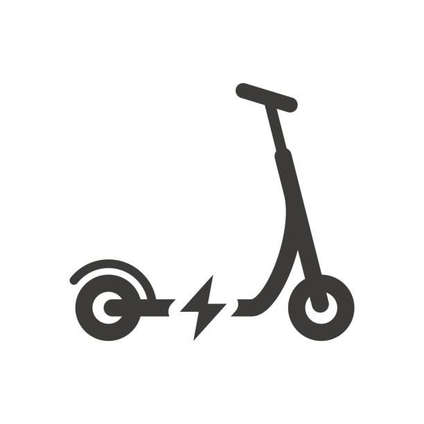 Electric scooter black vector icon vector art illustration