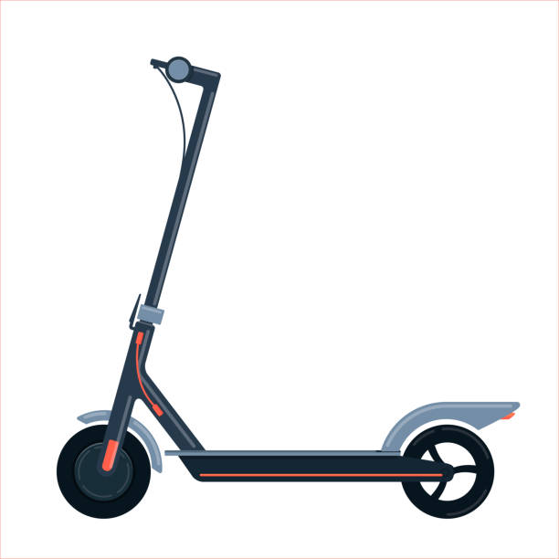 illustrazioni stock, clip art, cartoni animati e icone di tendenza di scooter elettrico su sfondo bianco - electric scooter