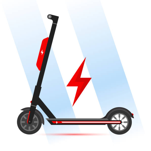 illustrazioni stock, clip art, cartoni animati e icone di tendenza di scooter elettrico con icona vettoriale illustrazione batteria extra - electric scooter