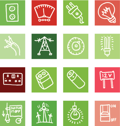 Electrical block icons icon set