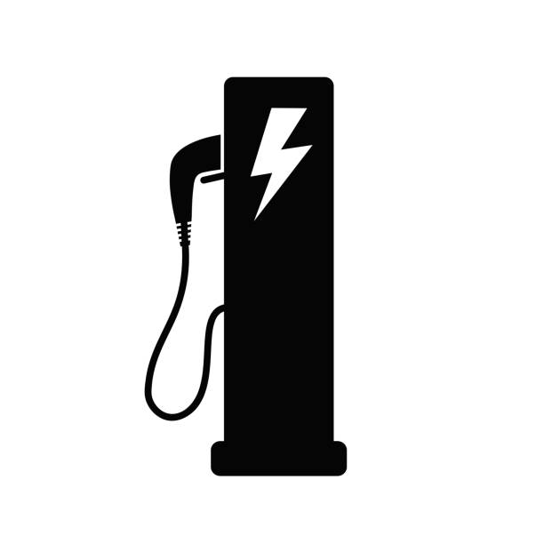 ilustrações de stock, clip art, desenhos animados e ícones de electrical charging station symbol, electric car. electric vehicle charging station road sign – vector for stock - carregar eletricidade