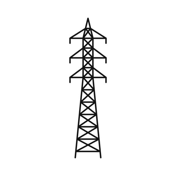 Electrical tower. High voltage electric transmission tower. Electric power. Electrical tower. High voltage electric transmission tower. Electric power. electricity pylon stock illustrations