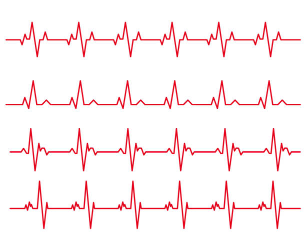 electro-cardiogram Line rhythm illustration material set  taking pulse stock illustrations