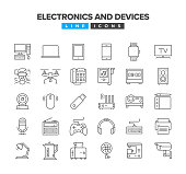Electronic And Devices Line Icon Set