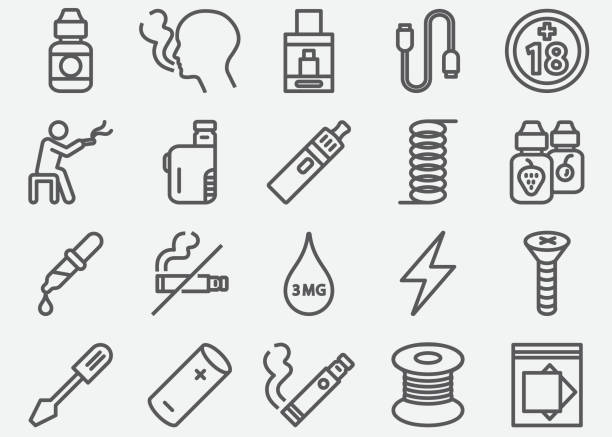 Electronic Cigarette Line Icons Electronic Cigarette Line Icons electronic cigarette stock illustrations
