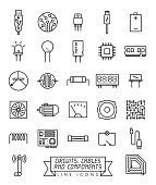 istock Electronic components line icons vector set 1149578845